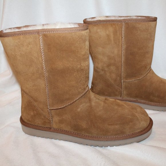 NIB UGG KOOLABURRA WOMEN'S SHORT SUEDE FUR LINED WINTER SNOW BOOTS CHESTNUT - Picture 3 of 6
